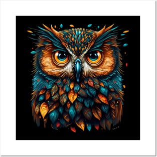 Colorful grumpy Owl design #1 Posters and Art